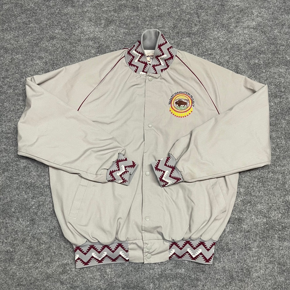 VTG Westark Jacket Men Medium Gray Wapato Irrigation Project Native Southwestern